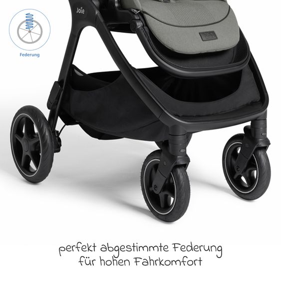 Joie Signature 2in1 Kombi-Kinderwagen Finiti bis 22 kg belastbar mit Babywanne Ramble XL, Teleskopschieber, umsetzbare Sitzeinheit, inkl. Adapter & Regenverdeck - Signature - Evergreen
