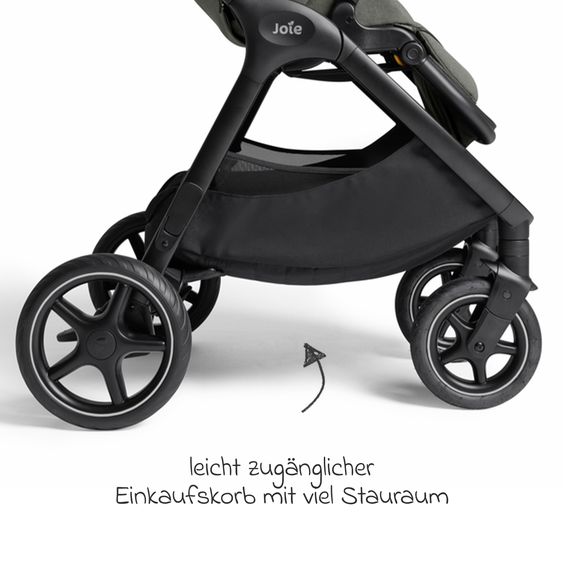 Joie Signature 2in1 Kombi-Kinderwagen Finiti bis 22 kg belastbar mit Babywanne Ramble XL, Teleskopschieber, umsetzbare Sitzeinheit, inkl. Adapter & Regenverdeck - Signature - Evergreen