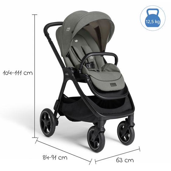 Joie Signature 2in1 Kombi-Kinderwagen Finiti bis 22 kg belastbar mit Babywanne Ramble XL, Teleskopschieber, umsetzbare Sitzeinheit, inkl. Adapter & Regenverdeck - Signature - Evergreen