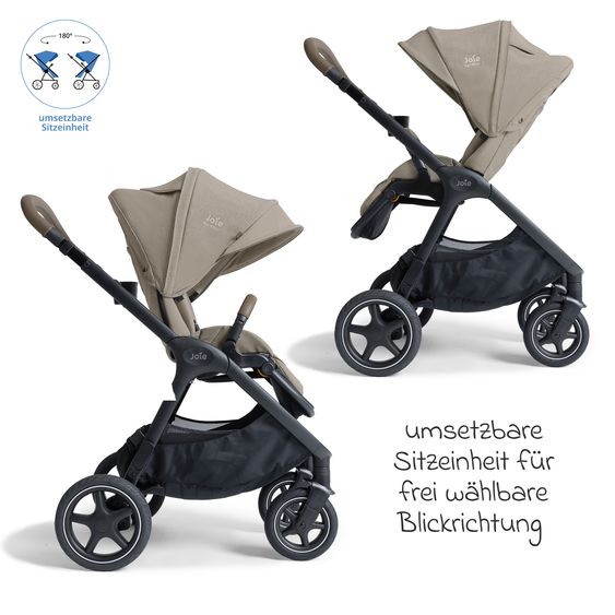 Joie Signature 2in1 Kombi-Kinderwagen Finiti bis 22 kg belastbar mit Babywanne Ramble XL, Teleskopschieber, umsetzbare Sitzeinheit, inkl. Adapter & Regenverdeck - Signature - Sandstone