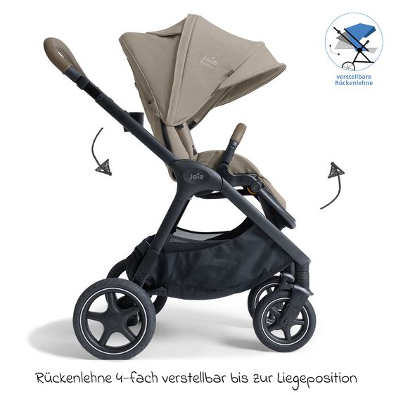 Joie Signature 2in1 Kombi-Kinderwagen Finiti bis 22 kg belastbar mit Babywanne Ramble XL, Teleskopschieber, umsetzbare Sitzeinheit, inkl. Adapter & Regenverdeck - Signature - Sandstone