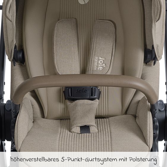 Joie Signature 2in1 Kombi-Kinderwagen Finiti bis 22 kg belastbar mit Babywanne Ramble XL, Teleskopschieber, umsetzbare Sitzeinheit, inkl. Adapter & Regenverdeck - Signature - Sandstone