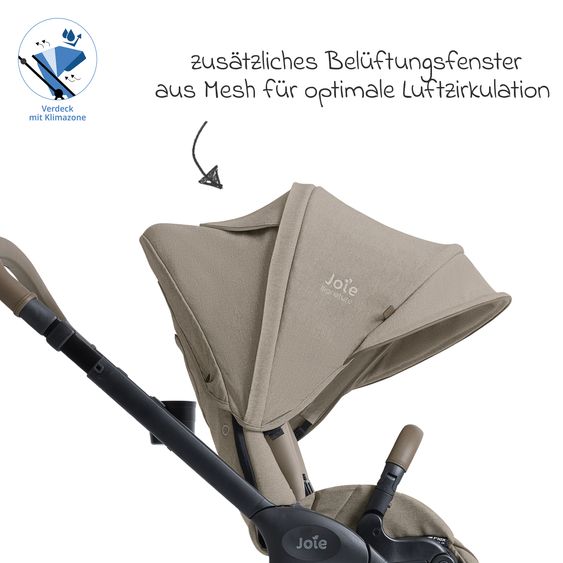 Joie Signature 2in1 Kombi-Kinderwagen Finiti bis 22 kg belastbar mit Babywanne Ramble XL, Teleskopschieber, umsetzbare Sitzeinheit, inkl. Adapter & Regenverdeck - Signature - Sandstone
