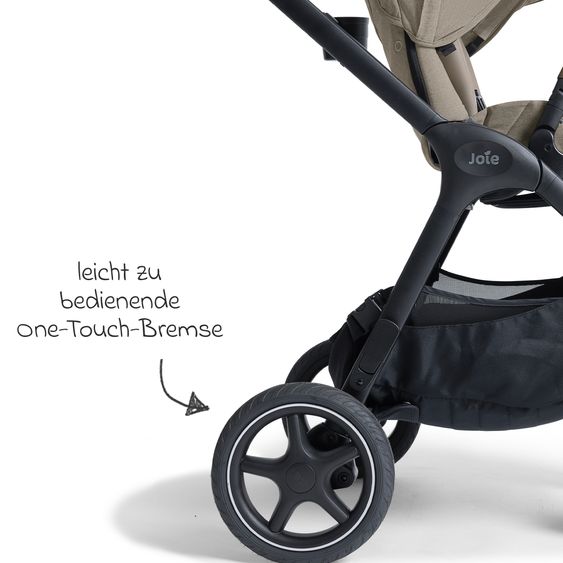 Joie Signature 2in1 Kombi-Kinderwagen Finiti bis 22 kg belastbar mit Babywanne Ramble XL, Teleskopschieber, umsetzbare Sitzeinheit, inkl. Adapter & Regenverdeck - Signature - Sandstone