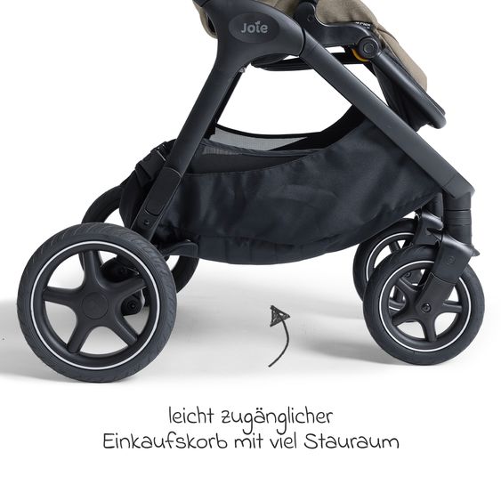 Joie Signature 2in1 Kombi-Kinderwagen Finiti bis 22 kg belastbar mit Babywanne Ramble XL, Teleskopschieber, umsetzbare Sitzeinheit, inkl. Adapter & Regenverdeck - Signature - Sandstone