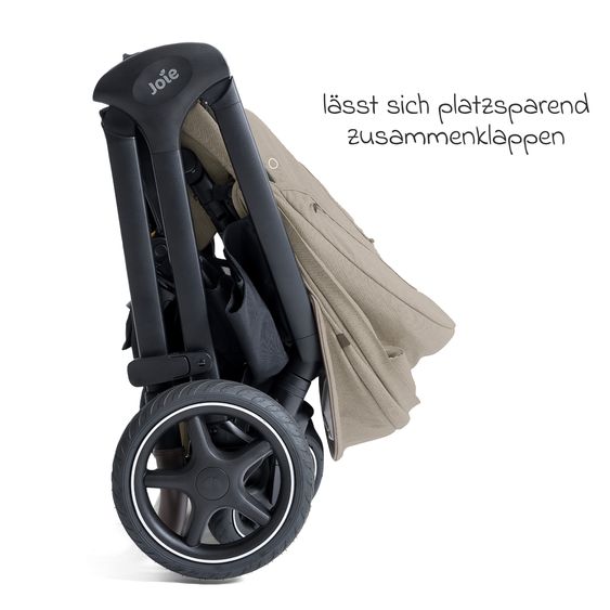 Joie Signature 2in1 Kombi-Kinderwagen Finiti bis 22 kg belastbar mit Babywanne Ramble XL, Teleskopschieber, umsetzbare Sitzeinheit, inkl. Adapter & Regenverdeck - Signature - Sandstone