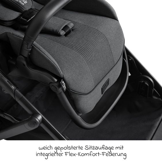 Joie Signature 2in1 Kombi-Kinderwagen-Set Versiti bis 22 kg mit Babywanne Ramble XL, Sportsitz, Liegeposition, Teleskopschieber,inkl.  Adapter, Regenschutz und Einkaufskorb - Ebony