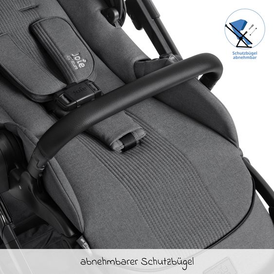 Joie Signature 2in1 Kombi-Kinderwagen-Set Versiti bis 22 kg mit Babywanne Ramble XL, Sportsitz, Liegeposition, Teleskopschieber,inkl.  Adapter, Regenschutz und Einkaufskorb - Ebony
