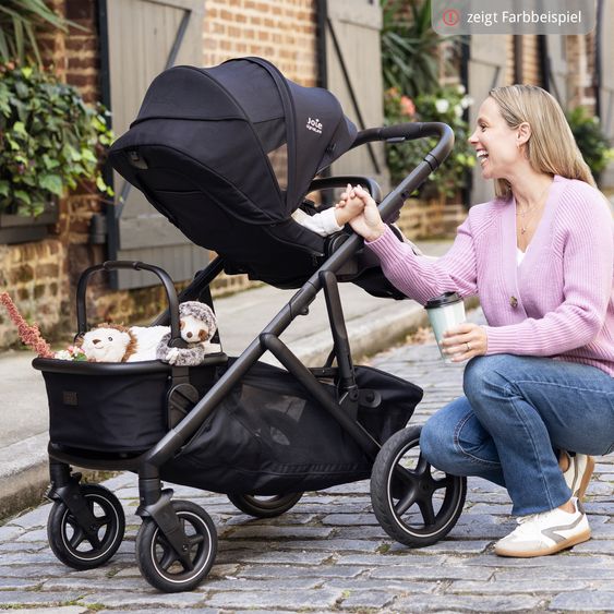 Joie Signature 2in1 Kombi-Kinderwagen-Set Versiti bis 22 kg mit Babywanne Ramble XL, Sportsitz, Liegeposition, Teleskopschieber,inkl.  Adapter, Regenschutz und Einkaufskorb - Ebony