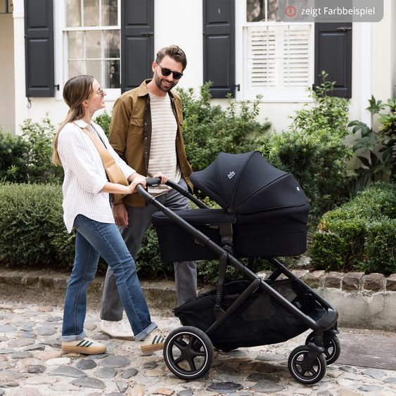 Joie Signature 2in1 Kombi-Kinderwagen-Set Versiti bis 22 kg mit Babywanne Ramble XL, Sportsitz, Liegeposition, Teleskopschieber,inkl.  Adapter, Regenschutz und Einkaufskorb - Ebony