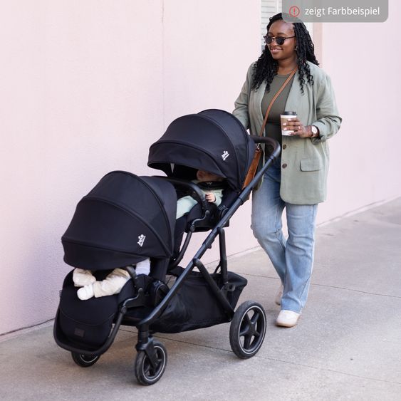 Joie Signature 2in1 Kombi-Kinderwagen-Set Versiti bis 22 kg mit Babywanne Ramble XL, Sportsitz, Liegeposition, Teleskopschieber,inkl.  Adapter, Regenschutz und Einkaufskorb - Ebony