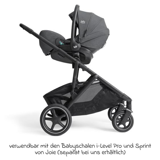 Joie Signature 2in1 Kombi-Kinderwagen-Set Versiti bis 22 kg mit Babywanne Ramble XL, Sportsitz, Liegeposition, Teleskopschieber,inkl.  Adapter, Regenschutz und Einkaufskorb - Ebony