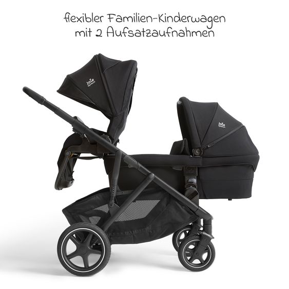 Joie Signature 2in1 Kombi-Kinderwagen-Set Versiti bis 22 kg mit Babywanne Ramble XL, Sportsitz, Liegeposition, Teleskopschieber,inkl.  Adapter, Regenschutz und Einkaufskorb - Eclipse