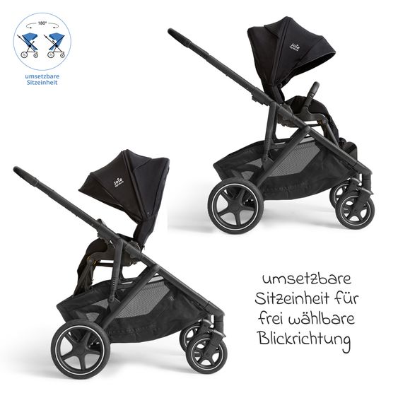 Joie Signature 2in1 Kombi-Kinderwagen-Set Versiti bis 22 kg mit Babywanne Ramble XL, Sportsitz, Liegeposition, Teleskopschieber,inkl.  Adapter, Regenschutz und Einkaufskorb - Eclipse