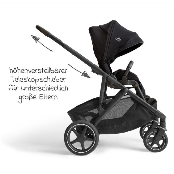 Joie Signature 2in1 Kombi-Kinderwagen-Set Versiti bis 22 kg mit Babywanne Ramble XL, Sportsitz, Liegeposition, Teleskopschieber,inkl.  Adapter, Regenschutz und Einkaufskorb - Eclipse