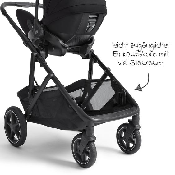 Joie Signature 2in1 Kombi-Kinderwagen-Set Versiti bis 22 kg mit Babywanne Ramble XL, Sportsitz, Liegeposition, Teleskopschieber,inkl.  Adapter, Regenschutz und Einkaufskorb - Eclipse