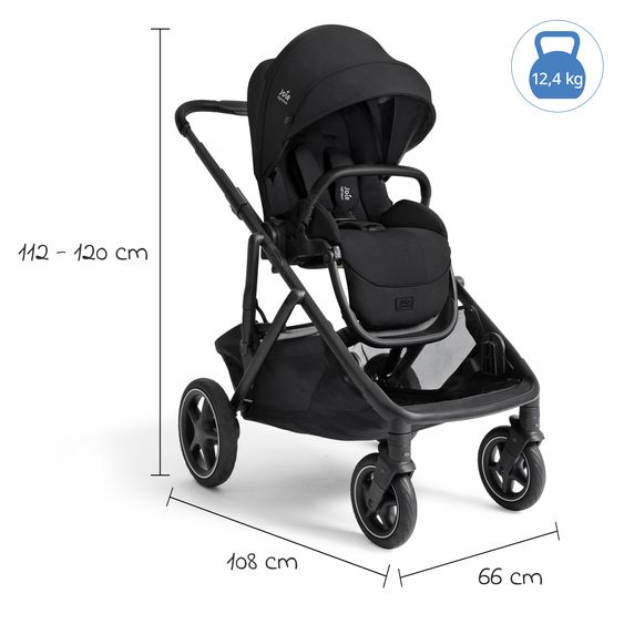 Joie Signature 2in1 Kombi-Kinderwagen-Set Versiti bis 22 kg mit Babywanne Ramble XL, Sportsitz, Liegeposition, Teleskopschieber,inkl.  Adapter, Regenschutz und Einkaufskorb - Eclipse