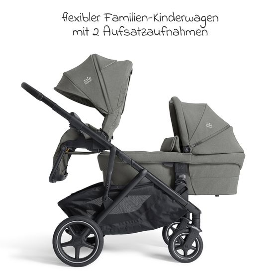 Joie Signature 2in1 Kombi-Kinderwagen-Set Versiti bis 22 kg mit Babywanne Ramble XL, Sportsitz, Liegeposition, Teleskopschieber,inkl.  Adapter, Regenschutz und Einkaufskorb - Evergreen
