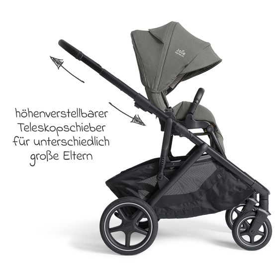 Joie Signature 2in1 Kombi-Kinderwagen-Set Versiti bis 22 kg mit Babywanne Ramble XL, Sportsitz, Liegeposition, Teleskopschieber,inkl.  Adapter, Regenschutz und Einkaufskorb - Evergreen