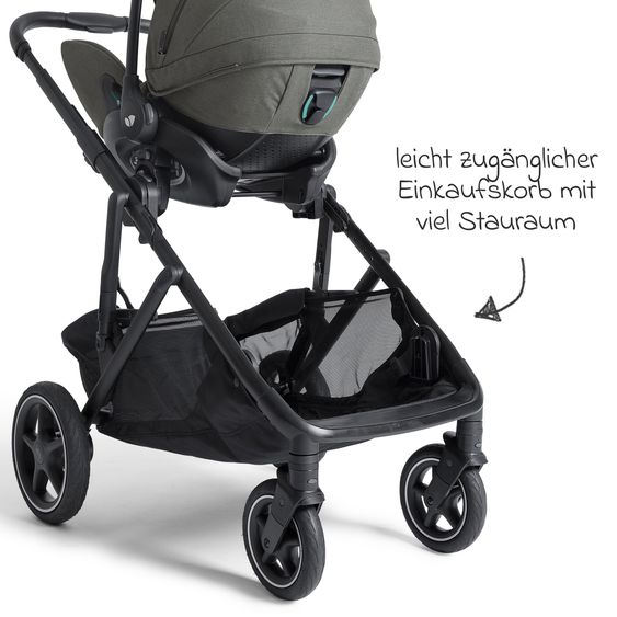 Joie Signature 2in1 Kombi-Kinderwagen-Set Versiti bis 22 kg mit Babywanne Ramble XL, Sportsitz, Liegeposition, Teleskopschieber,inkl.  Adapter, Regenschutz und Einkaufskorb - Evergreen