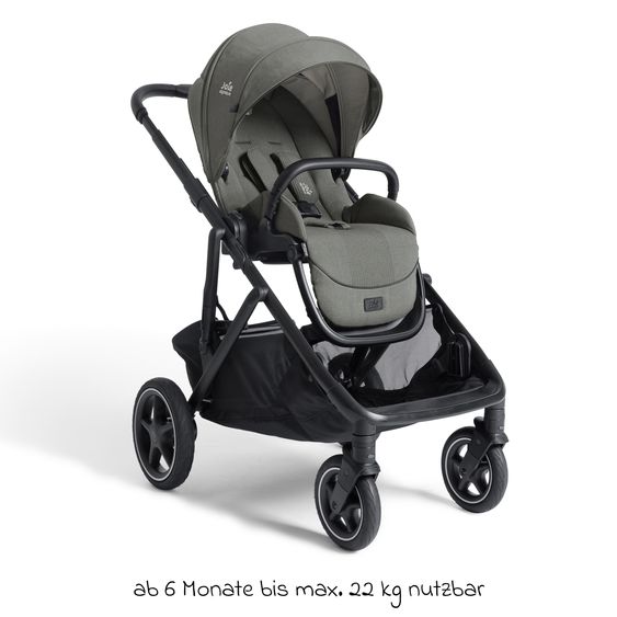 Joie Signature 2in1 Kombi-Kinderwagen-Set Versiti bis 22 kg mit Babywanne Ramble XL, Sportsitz, Liegeposition, Teleskopschieber,inkl.  Adapter, Regenschutz und Einkaufskorb - Evergreen