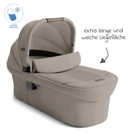 Joie Signature 2in1 Kombi-Kinderwagen-Set Versiti bis 22 kg mit Babywanne Ramble XL, Sportsitz, Liegeposition, Teleskopschieber,inkl.  Adapter, Regenschutz und Einkaufskorb - Sandstone