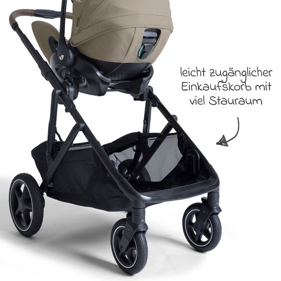 Joie Signature 2in1 Kombi-Kinderwagen-Set Versiti bis 22 kg mit Babywanne Ramble XL, Sportsitz, Liegeposition, Teleskopschieber,inkl.  Adapter, Regenschutz und Einkaufskorb - Sandstone