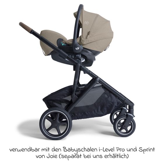 Joie Signature 2in1 Kombi-Kinderwagen-Set Versiti bis 22 kg mit Babywanne Ramble XL, Sportsitz, Liegeposition, Teleskopschieber,inkl.  Adapter, Regenschutz und Einkaufskorb - Sandstone