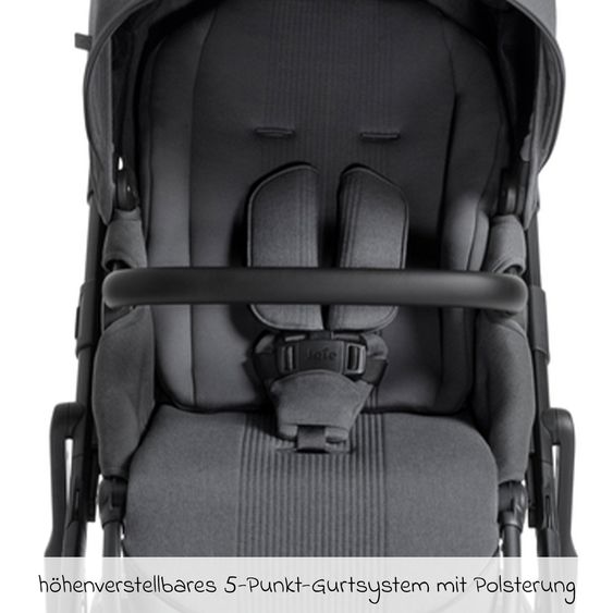 Joie Signature 2in1 Kombi-Kinderwagen Vinca bis 22 kg belastbar mit Babywanne Ramble Xl, Teleskopschieber, umsetzbare Sitzeinheit, inkl. Adapter & Regenverdeck - Signature - Ebony