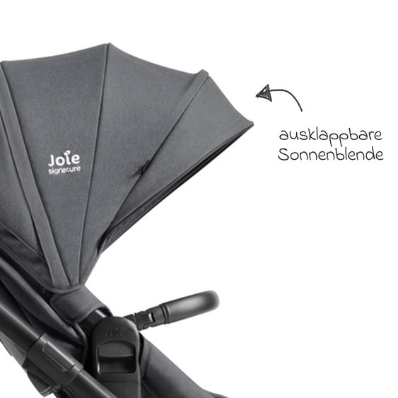 Joie Signature 2in1 Kombi-Kinderwagen Vinca bis 22 kg belastbar mit Babywanne Ramble Xl, Teleskopschieber, umsetzbare Sitzeinheit, inkl. Adapter & Regenverdeck - Signature - Ebony