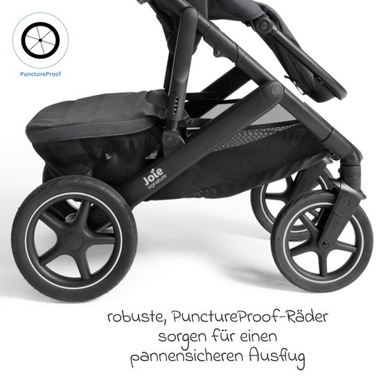 Joie Signature 2in1 Kombi-Kinderwagen Vinca bis 22 kg belastbar mit Babywanne Ramble Xl, Teleskopschieber, umsetzbare Sitzeinheit, inkl. Adapter & Regenverdeck - Signature - Ebony