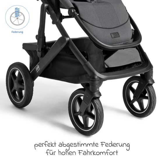 Joie Signature 2in1 Kombi-Kinderwagen Vinca bis 22 kg belastbar mit Babywanne Ramble Xl, Teleskopschieber, umsetzbare Sitzeinheit, inkl. Adapter & Regenverdeck - Signature - Ebony