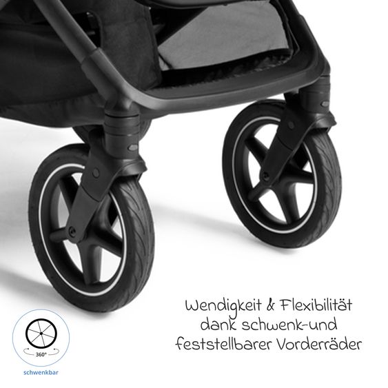 Joie Signature 2in1 Kombi-Kinderwagen Vinca bis 22 kg belastbar mit Babywanne Ramble Xl, Teleskopschieber, umsetzbare Sitzeinheit, inkl. Adapter & Regenverdeck - Signature - Ebony