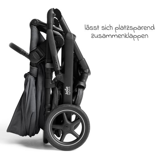 Joie Signature 2in1 Kombi-Kinderwagen Vinca bis 22 kg belastbar mit Babywanne Ramble Xl, Teleskopschieber, umsetzbare Sitzeinheit, inkl. Adapter & Regenverdeck - Signature - Ebony