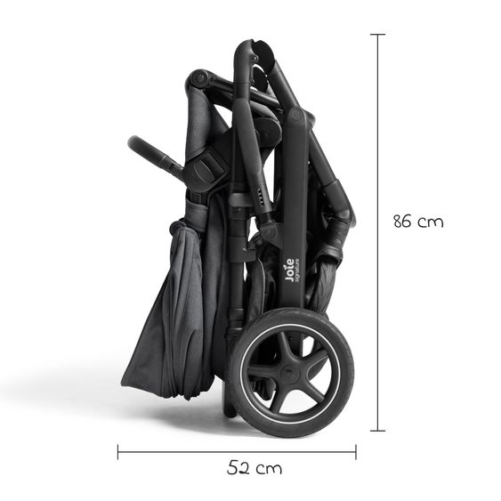 Joie Signature 2in1 Kombi-Kinderwagen Vinca bis 22 kg belastbar mit Babywanne Ramble Xl, Teleskopschieber, umsetzbare Sitzeinheit, inkl. Adapter & Regenverdeck - Signature - Ebony