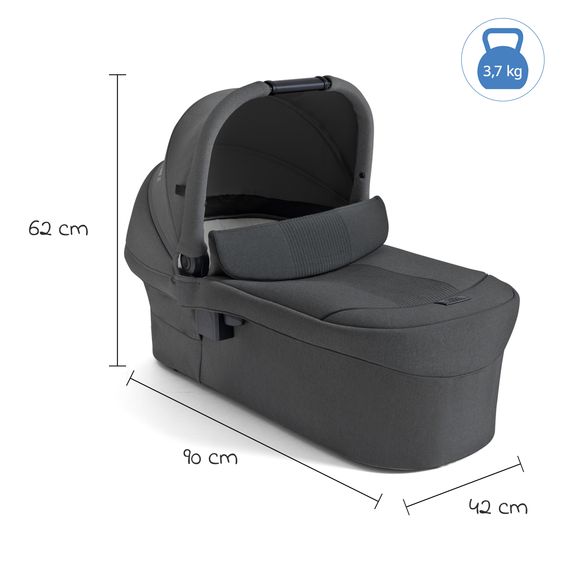 Joie Signature 2in1 Kombi-Kinderwagen Vinca bis 22 kg belastbar mit Babywanne Ramble Xl, Teleskopschieber, umsetzbare Sitzeinheit, inkl. Adapter & Regenverdeck - Signature - Ebony