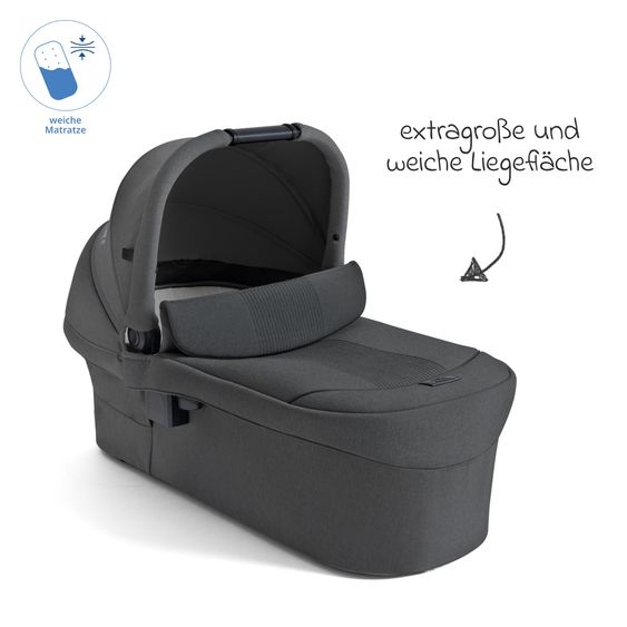 Joie Signature 2in1 Kombi-Kinderwagen Vinca bis 22 kg belastbar mit Babywanne Ramble Xl, Teleskopschieber, umsetzbare Sitzeinheit, inkl. Adapter & Regenverdeck - Signature - Ebony