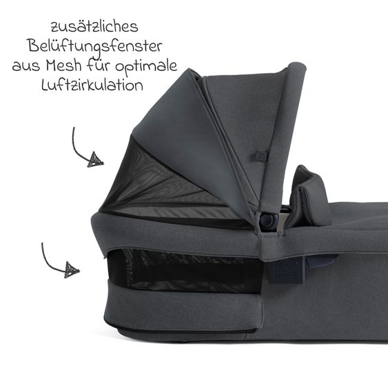 Joie Signature 2in1 Kombi-Kinderwagen Vinca bis 22 kg belastbar mit Babywanne Ramble Xl, Teleskopschieber, umsetzbare Sitzeinheit, inkl. Adapter & Regenverdeck - Signature - Ebony