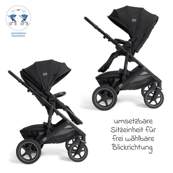 Joie Signature 2in1 Kombi-Kinderwagen Vinca bis 22 kg belastbar mit Babywanne Ramble Xl, Teleskopschieber, umsetzbare Sitzeinheit, inkl. Adapter & Regenverdeck - Signature - Eclipse
