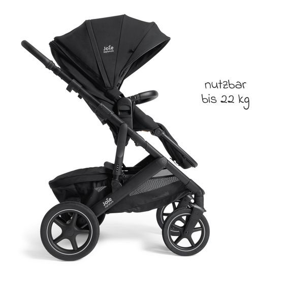 Joie Signature 2in1 Kombi-Kinderwagen Vinca bis 22 kg belastbar mit Babywanne Ramble Xl, Teleskopschieber, umsetzbare Sitzeinheit, inkl. Adapter & Regenverdeck - Signature - Eclipse
