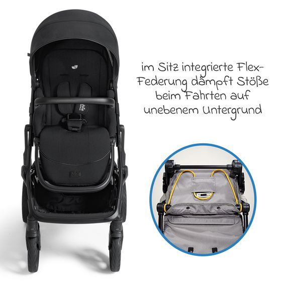 Joie Signature 2in1 Kombi-Kinderwagen Vinca bis 22 kg belastbar mit Babywanne Ramble Xl, Teleskopschieber, umsetzbare Sitzeinheit, inkl. Adapter & Regenverdeck - Signature - Eclipse