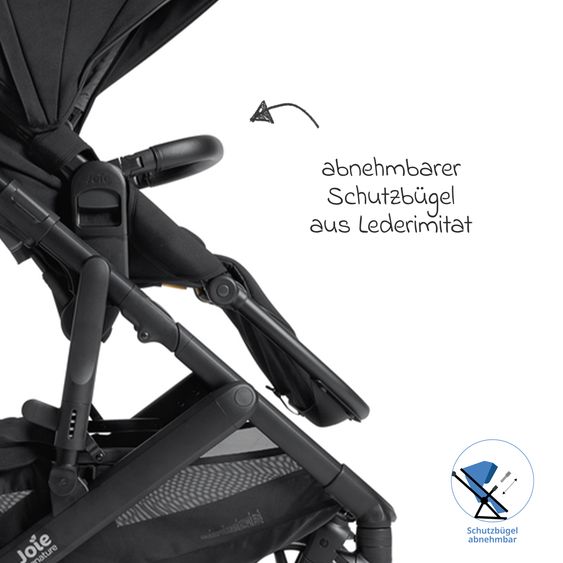 Joie Signature 2in1 Kombi-Kinderwagen Vinca bis 22 kg belastbar mit Babywanne Ramble Xl, Teleskopschieber, umsetzbare Sitzeinheit, inkl. Adapter & Regenverdeck - Signature - Eclipse