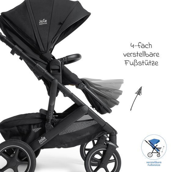 Joie Signature 2in1 Kombi-Kinderwagen Vinca bis 22 kg belastbar mit Babywanne Ramble Xl, Teleskopschieber, umsetzbare Sitzeinheit, inkl. Adapter & Regenverdeck - Signature - Eclipse