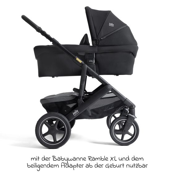Joie Signature 2in1 Kombi-Kinderwagen Vinca bis 22 kg belastbar mit Babywanne Ramble Xl, Teleskopschieber, umsetzbare Sitzeinheit, inkl. Adapter & Regenverdeck - Signature - Eclipse
