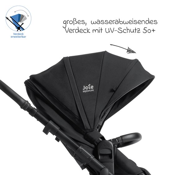 Joie Signature 2in1 Kombi-Kinderwagen Vinca bis 22 kg belastbar mit Babywanne Ramble Xl, Teleskopschieber, umsetzbare Sitzeinheit, inkl. Adapter & Regenverdeck - Signature - Eclipse