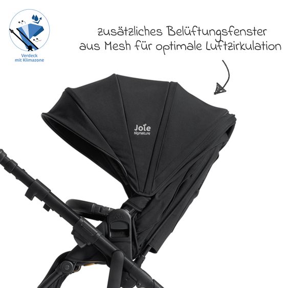 Joie Signature 2in1 Kombi-Kinderwagen Vinca bis 22 kg belastbar mit Babywanne Ramble Xl, Teleskopschieber, umsetzbare Sitzeinheit, inkl. Adapter & Regenverdeck - Signature - Eclipse