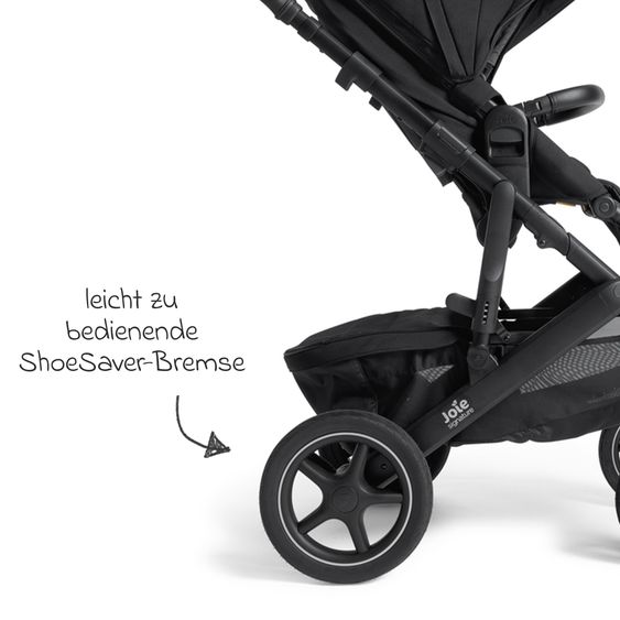 Joie Signature 2in1 Kombi-Kinderwagen Vinca bis 22 kg belastbar mit Babywanne Ramble Xl, Teleskopschieber, umsetzbare Sitzeinheit, inkl. Adapter & Regenverdeck - Signature - Eclipse