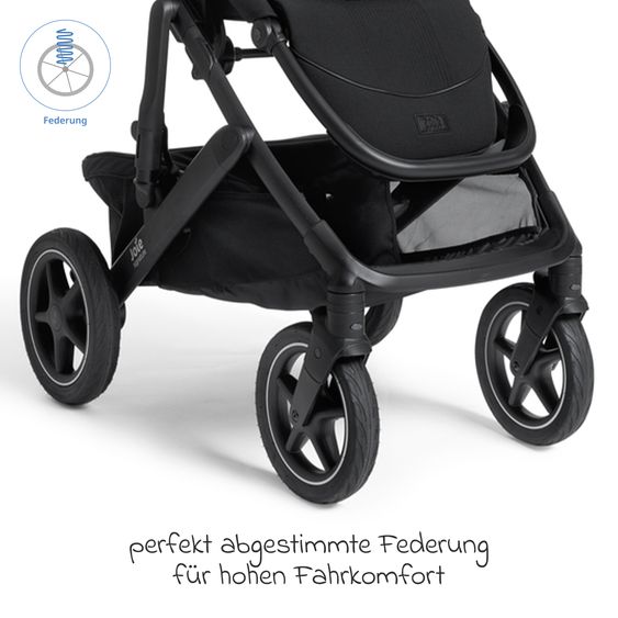 Joie Signature 2in1 Kombi-Kinderwagen Vinca bis 22 kg belastbar mit Babywanne Ramble Xl, Teleskopschieber, umsetzbare Sitzeinheit, inkl. Adapter & Regenverdeck - Signature - Eclipse