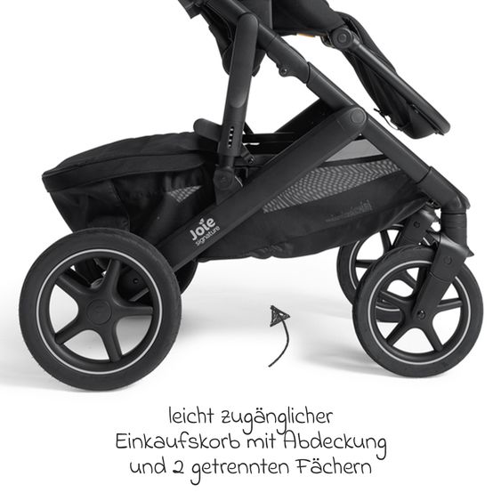 Joie Signature 2in1 Kombi-Kinderwagen Vinca bis 22 kg belastbar mit Babywanne Ramble Xl, Teleskopschieber, umsetzbare Sitzeinheit, inkl. Adapter & Regenverdeck - Signature - Eclipse