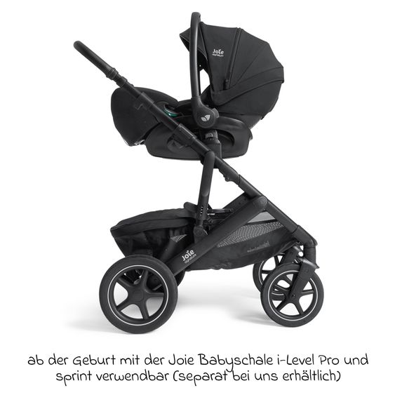 Joie Signature 2in1 Kombi-Kinderwagen Vinca bis 22 kg belastbar mit Babywanne Ramble Xl, Teleskopschieber, umsetzbare Sitzeinheit, inkl. Adapter & Regenverdeck - Signature - Eclipse